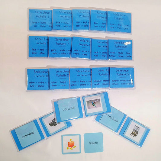 Série bleu Montessori pochettes de mots