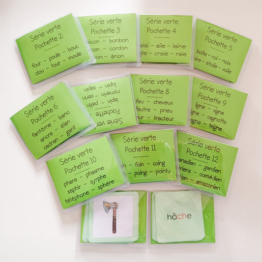 Série verte Montessori pochettes de mots